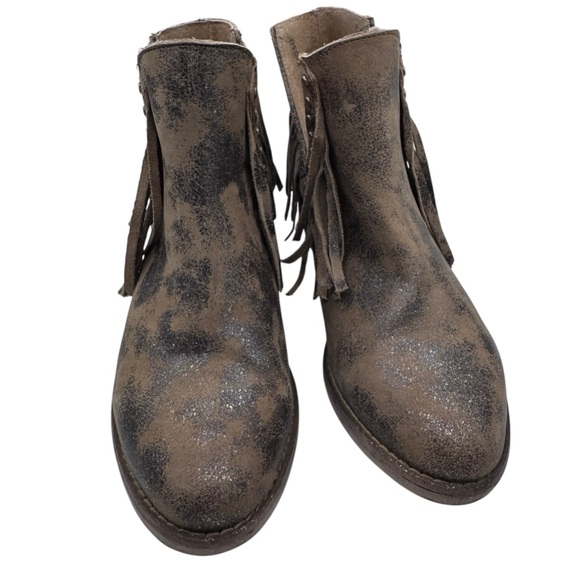 Circle G Women’s Distressed Leather Fringe Western Ankle Boots - Size 8 - Picture 7 of 10
